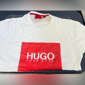 Hugo Boss T-Shirt Logo Tee Shirt Mens Short Sleeve Red White Size Large